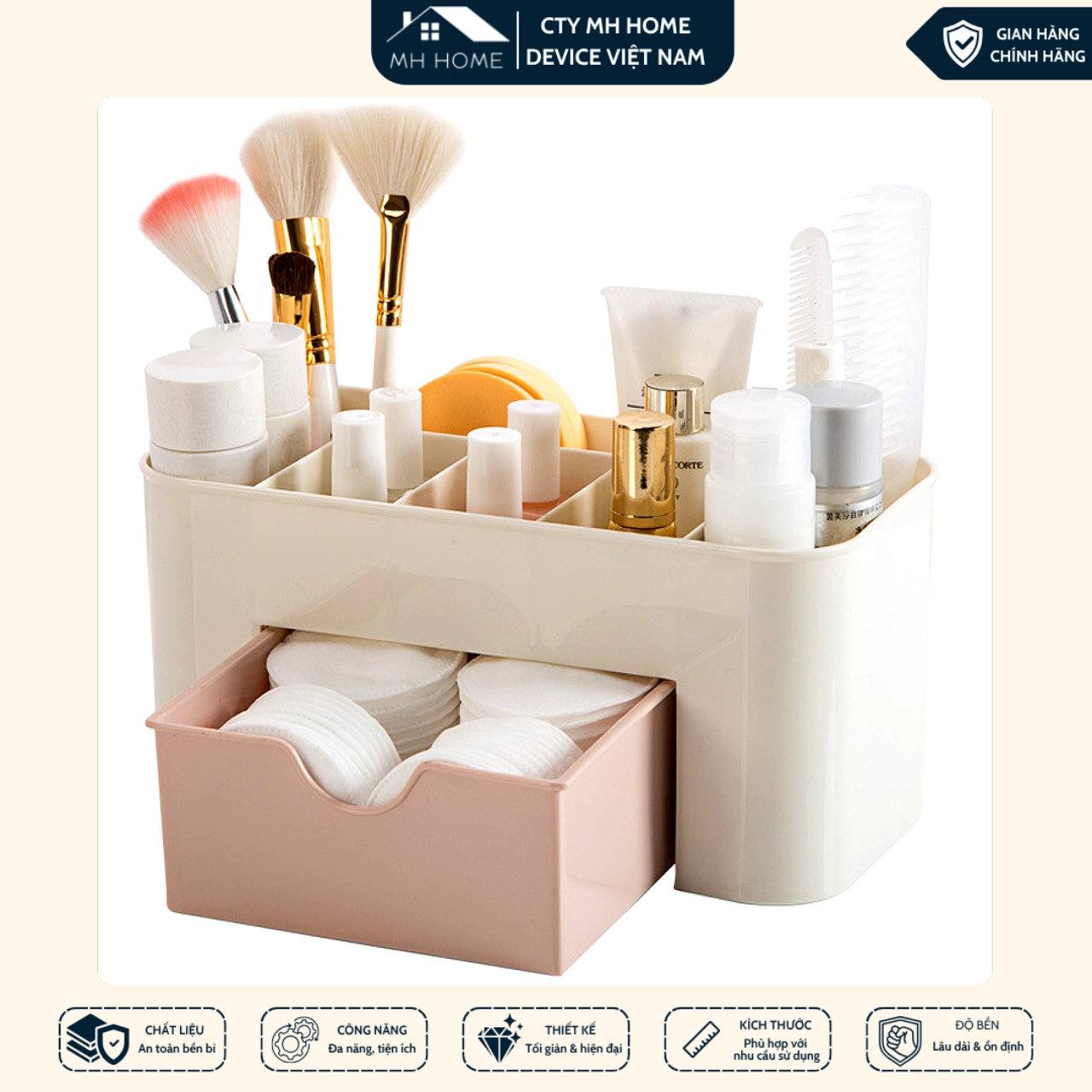 Kệ đựng mỹ phẩm nhỏ gọn tiện lợi - Kệ mỹ phẩm 1 tầng nhiều ngăn, Tiết kiệm không gian gọn gàng